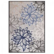 Jadorel - Tapis extérieur kilim 80x200 gris et bleu rectangle chimeko