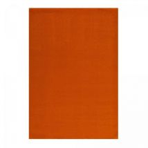 Tapis salon et chambre Ø80cm orange rond tissé motif uni NOSSA