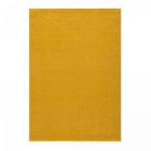 Jadorel - Tapis salon et chambre Ø120cm jaune rond tissé motif uni nossa