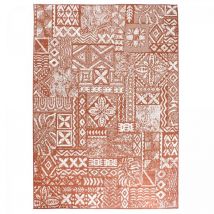 Dezenco - Tapis extérieur, kilim reversible EX1 etno 160x230 terracotta et crème