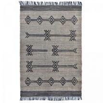 Impalo - Tapis jute fait à la main 160x230 gris et noir tlipo