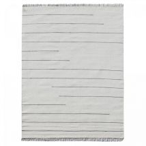 Impalo - Tapis kilim fait main en laine 160x230 crème et gris rectangle motif simple