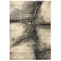 Dezenco - Tapis salon et chambre 200x290 gris et noir rectangle tissé motif abstrait fracil