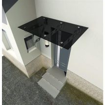 Auvent en verre gris 200x90 cm - Transparent avec support. Support en acier - Glaszentrum Hagen