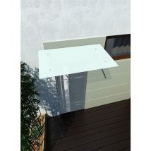 Auvent en verre de lait 200x90 cm - Opaque avec support. Support en acier - Glaszentrum Hagen