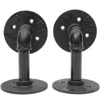 2Pcs Supports De Tablette De Tuyau Steampunk En Acier Industriel Rétro Bricolage Plafond 9X13Cm Hasaki