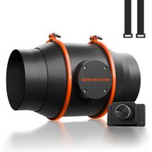 Spider Farmer - 2025 Ventilatore in linea da 6' 402 cfm con regolatore di velocità (controllabile tramite regolatore ggs)