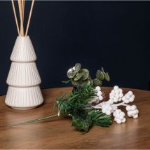 Samuel Alexander - 20cm Christmas Eucalyptus Pick with White Frosted Berries and Pinecone