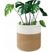 20cm Pot de Fleurs de avec Doublure, Panier de Rangement tissé en Coton Cache Pot Plante Interieur pour Plantes d'intérieur, Pot de Fleurs et