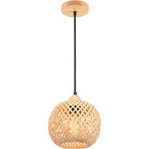 Norcks - 20CM Suspension Luminaire Moderne Suspension En Bambou Tissage Abat-Jour En Bambou Lampe De Plafond Vintage Pour Restaurant, Salon, Cuisine,