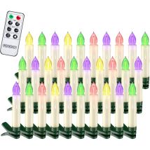 Deuba - Christbaumkerzen led Kabellos 20/30/40er Set Batterie mit Timer Fernbedienung Echtwachs Lichterkette Weihnachten Flackernd Warmweiß