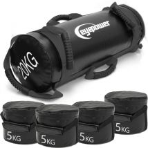 20kg Power Bag + 4 Pesi Kettlebell con Sabbia - 20x60 Fitness Sandbag per Sport - schwarz