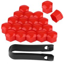 Jeffergarden 20pcs 19mm Capuchons d'écrou de roue de voiture Auto Hub Vis Cover Bolt Jantes Protection extérieure (Rouge)