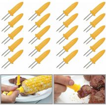 Linghhang - 20PCS Brochettes de Maïs, Épis de Maïs bbq Brochettes Epis Maïs Brochettes de Maïs en Acier Inoxydable Multifonctions Jaune pour Barbecue