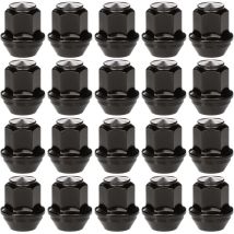 20pcs M12x1.5 One-Piece Tapered Seat Alloy Wheel Nuts with 19 Hex, Compatible with Most Ford Focus Fiesta Fusion Escort Mondeo Kuga C-max, Closed End