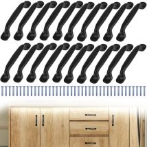 20pcs Poignée de Meuble Cuisine - Poignée Noir Meuble Tirer Entraxe 96mm en Aluminium pour Portes et Armoires avec des vis