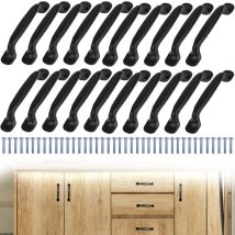 20pcs Poignée De Meuble Cuisine - Poignée Noir Meuble Tirer Entraxe 96mm En Aluminium Pour Portes Et Armoires Avec Des Vis
