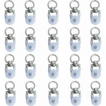 20pcs Rouleaux de Rail de Rideaux,Rouleaux de Rail,Rouleaux de Tringle à Rideaux GlissièRes,Poulie Silencieuse,Rail de Rideaux FenêTre Double Rail