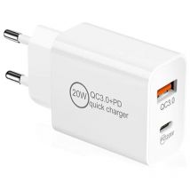 Ontway - 20W Rapide Prise Chargeur usb c, usb c+usb a Universal Adaptateur pd&qc 3.0 Charge Secteur pour i Phone 13,12,12