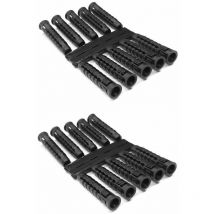20x Cheville universelle à collerette 6 x 30mm en plastique noir pour vis diamètre 4mm à 5mm Mur Plafond Plein Creux