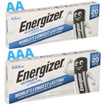 20x Energizer Lithium Batterie set 10x aa Mignon + 10x aaa Micro