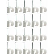 20x passe câble diamètre 2,75-4mm rond à clouer plastique blanc support guide fil électrique