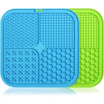 15x15 cm, blu + verde) Tamponi da leccare per cani, Confezione da 2 assorbenti per cani, Tamponi da leccare gatti senza bpa con ventosa, per il