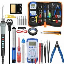 Lablanc - 21 en 1 Fer à Souder 60W Kit de Soudage Température Réglable avec Multimètre Numérique 200 450°C Électrique de Precision Fer a Souder 5
