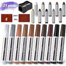 WAY - 21pcs Furniture Touch Up Pens Multi-Purpose Felt Tip Marker Furniture Repair Kit for Stains, Scratches, Wood Floors, Tables with Pencil