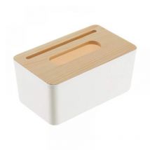 211316CM Boîte Mouchoirs Plastique, en Plastique Boîte à Mouchoirs Simple Couvercle en Bois Amovible Porte-mouchoirs Organisateur de Mouchoirs pour