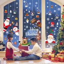 218 Pièce NoëL Autocollants Fenetre, Décoration de Noël Fenetre Stickers diy Amovibles pvc Réutilisables Autocollant Fenetre pour Deco NoëL Intérieur