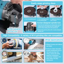21V 125mm M14 Meuleuse d'angle Moteur sans balais Outil de meulage électrique Multifonctionnel Lithium Machine de découpe Outil électrique utilitaire