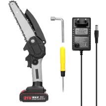 Geevorks - 21V 6 Zoll tragbare elektrische Astsägen, kleine Holzbearbeitungskettensäge, Bürstenmotor, einhändiges Holzbearbeitungswerkzeug für Garten