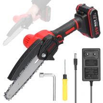 Scie à élaguer électrique portable 21 V 6 pouces, petite tronçonneuse à bois, moteur à brosse, outil de travail du bois à une main pour jardin et