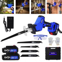 Dayplus - 21V Akku-Säge Variable Geschwindigkeit 2X Batterien1 Ladegerät Mit 4 Blätter