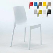 Lot de 22 Chaises Rome Grand Soleil en polypropylène empilables pour bar et café - Blanc