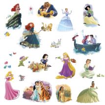 22 Stickers Toutes les Princesses Disney Repositionnables 25x46cm