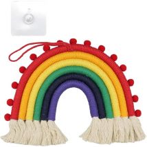 22 x 28CM Macramé Arc-en-Ciel Suspension Tenture Décoration Murale Arc-en- Arc-en-Ciel pour Chambre D'enfant