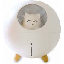 Shining House - 220 Ml Humidificateur D'Air Pour La Maison, Brume Froide Avec Lumière 7 Couleurs, Arrêt Automatique, Spray Pour Bureau (Chat Blanc)