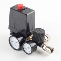 220V 0-180 psi Air Compressor Pressure Switch Control Valve Regulator Gauges with Quick Connector (220V)