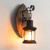 Gojoy - 220V applique murale rétro lampe murale en bois lampe industrielle Loft lumière rustique