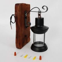 220V Retro Wandleuchte Antik Wandlampe aus Holz und Eisen Industrielampe