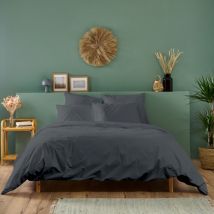 Housse de couette en percale de coton - Anthracite - 140x200cm