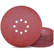 Sanding disc 225 mm, 8-hole sandpaper, grain 80, for wall sander, 10 pieces