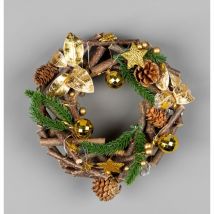 Shatchi - 22cm b/o led Twig Wreath - Gold
