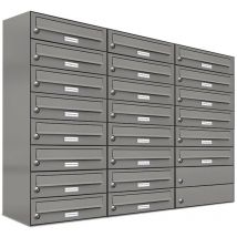 Al Briefkastensysteme - 22er Premium Briefkasten Aluminiumgrau ral Farbe 9007 für Außen Wand Postkasten