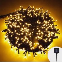 22m 200 led Sonnenenergie Cluster Lichterkette Außen, Weihnachtslichterkette mit 8 Modi und Memory, Wasserdicht Christbaumbeleuchtung für Innen Außen