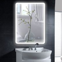 Jeobest - Miroir Led Lampe De Miroir 70×50cm Miroir Lumineux Verre Trempé Blanc Froid 6400k 22w