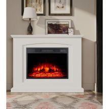 M.c.haus - 23 Inch 58cm Corner Freestanding Electric Fireplace Insert with Mantel - Modern Design, White Engineer Wood Finish for Living Spaces