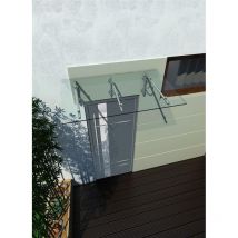 Auvent en verre transparent 230x90 cm - Transparent avec support. Support en acier - Glaszentrum Hagen